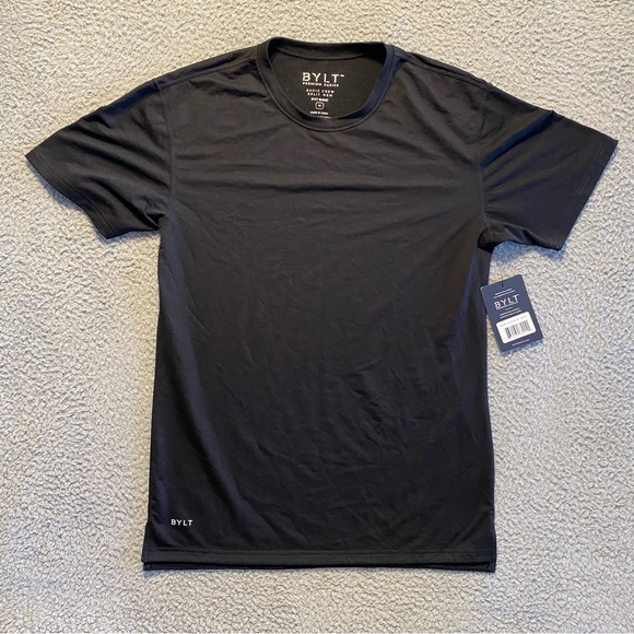 BYLT Premium Basics/Basic Crew Split Hem Short Sleeve T-Shirt Black Men Med NWT - Picture 1 of 10